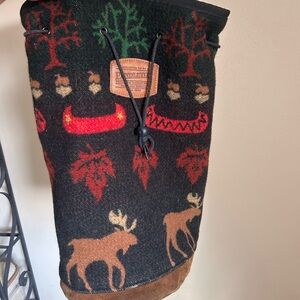 Pendleton Black and Red Wool Backpack with Moose Design